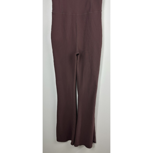 Wilo The Label Ribbed Jumpsuit Flare Chocolate Brown Stretch Women's Size Medium - Picture 5 of 13